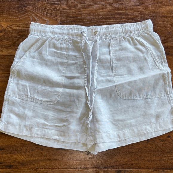 C&C California Pants - C&C California Cream/Tan High Waist Linen Drawstring Shorts size Large